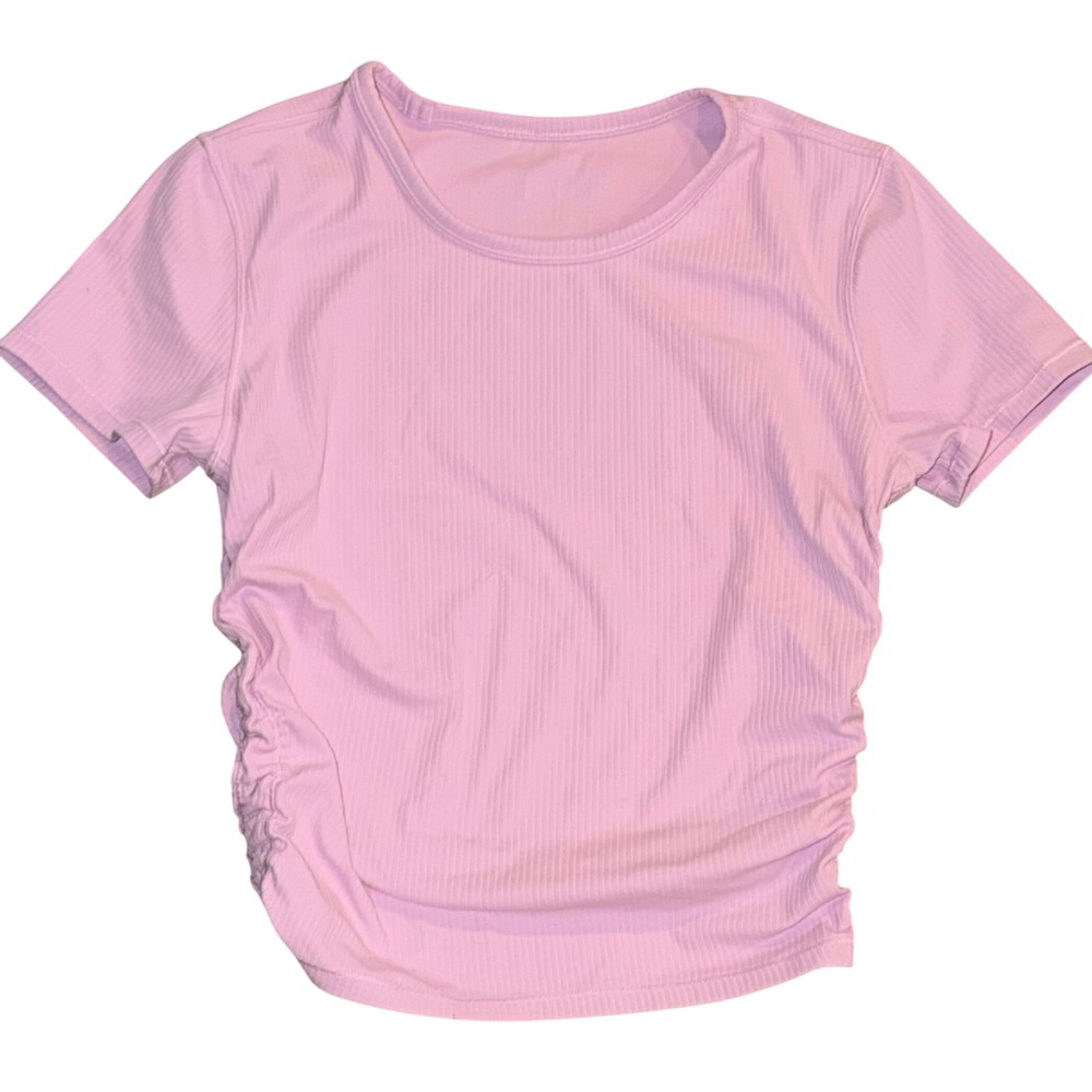 Lululemon All It Takes Short Sleeve Crop Top Ribbed Vitapink Athletic Size 4